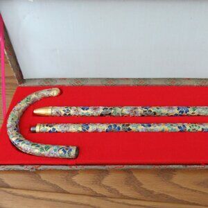 Vintage Cloisonne Cane In Original Box